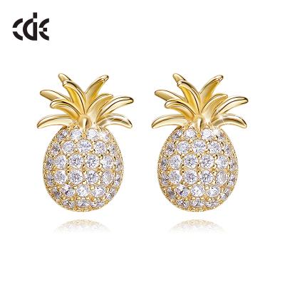 China Cute 925 Silver Cute Design Fruit Pineapple Shape Dropshipping Earrings For Women for sale