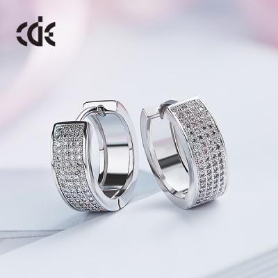 China CLASSIC Wholesale Custom Micro Pave Women Geometric Rhinestone Circle Earring 2020 for sale