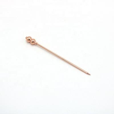 China Rose Gold Plated Red Cherry Top Cocktail Olive Martini Appetizer Fruit Dessert Cocktail Stick Viable Copper Skewer for sale