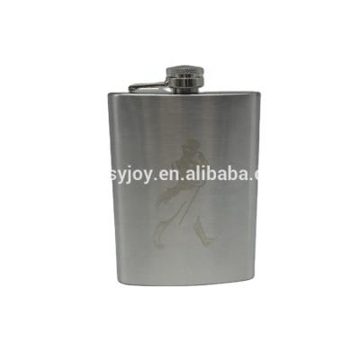 China MOQ 100pcs Stainless Steel Metal Hip Flask with Johnnie Walker Laser Logo for sale