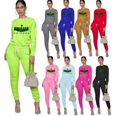 China Viable Halloween Ladies 2 Piece Sets Sweatsuit Set Hands + Solid Color Women Feet + Pleated Clown Printed Pants Set for sale