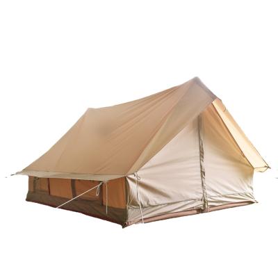 China Straight Tying Type Cabin Glamping Canvas Cotton Tent 3-4 Person Custom Outdoor Camping Tent for sale