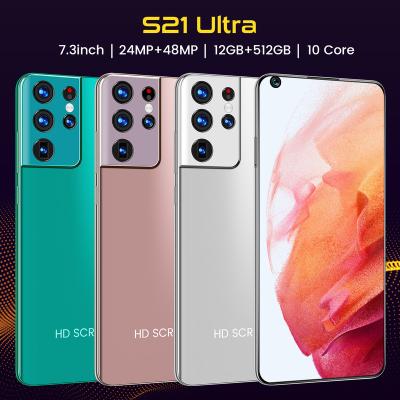 China Full Screen Dual SIM Card New Style Mobile Phone S21 Ultra Android Dual SIM Smartphone 7.3 inch 24+48MP HD Camera Face Unlock for sale