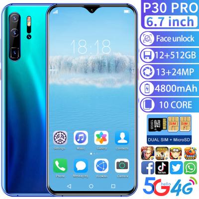 China Dual SIM Card New Unlocked P30 pro Smartphone 6.7 Inch Drop Screen Android 5G Mobile Phone Beauty Camera Face ID Gaming Mobile Phone for sale