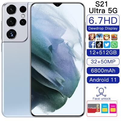 China Global Dual Sim S21 Ultra Android Smartphones Dual Sim 12GB 512GB 32+50MP Long Standby Mobile SIM Card 5G Phone Beauty Camera Cell Phones for sale