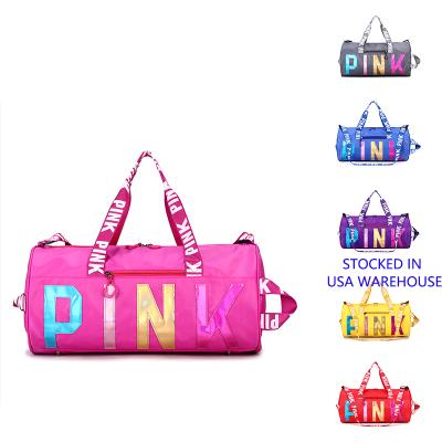 China Wholesale Eco-Friendly Women Large Glitter Weekender Fashion Weekend Gym Travel Gym Pink Waterproof Nylon Duffel Bag for sale