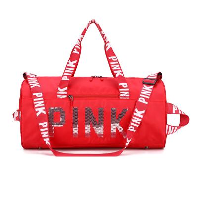 China Fashion Large Capacity Eco-friendly Women Travel Waterproof Fleece Overnight Bag Men Sequin Pink Duffel Bag for sale