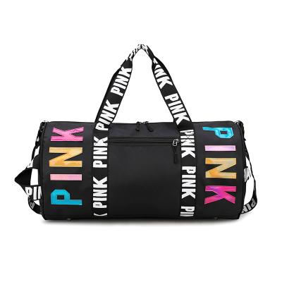 China Customized Eco-Friendly Logo Gym Travel Bags Ladies Large Black And Pink Waterproof Nylon Fleece Women Tote Bag Low Moq Wholesale for sale