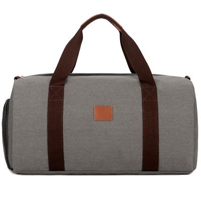 China Eco-Friendly Stocked In USA Store Fashion Mens Weekend Travel Handbag Canvas Duffel Bag With Shoes Compartment for sale