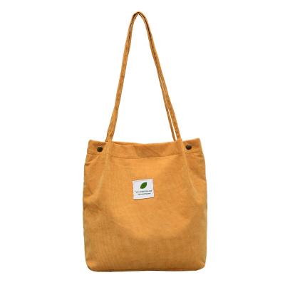 China High Quality Women Corduroy Tote Bag Foldable Custom Eco Friendly Reusable Shopping Bag Large for sale