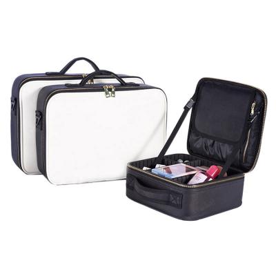 China Durable Waterproof Leather Professional Custom Logo Organizer Makeup Bag PU Cosmetic Storage Bag for sale