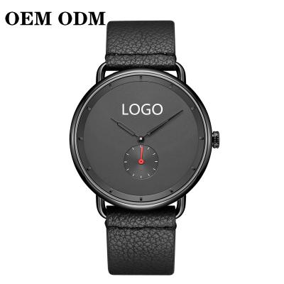 China Waterproof OEM ODM Black Leather Women Man Unisex Minimalist Watch for sale