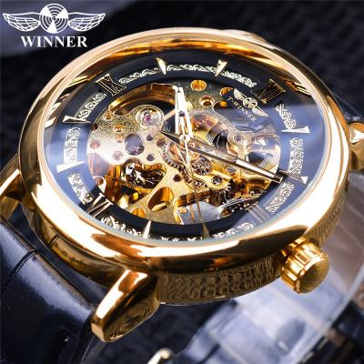 China OEM/ODM Winner Watch Waterproof Men Brand Speed ​​Royal Gold Luxury Skeleton Movement Open Work Men's Fashion Automatic Wristwatches Reloj for sale