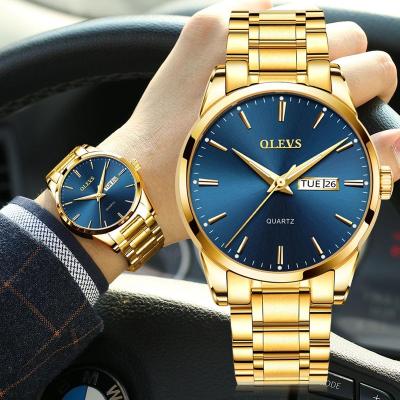 China OEM OLEVS Automatic Hot Sale Date Man Chinese Quartz Wristwatch Cost Steel Strap Week Display Character Business Waterproof Wristwatch for sale