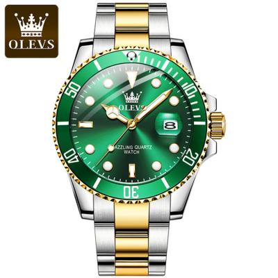 China Automatic date OEM ODM olevs watch 5885 fashion business men's wristwatch waterproof stainless steel strap analog quartz watch for men for sale