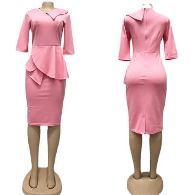 China Autumn And Winter Breathable Elegant Casual Dress Plus Size Women's Bodycon Business Dresses For Ladies for sale