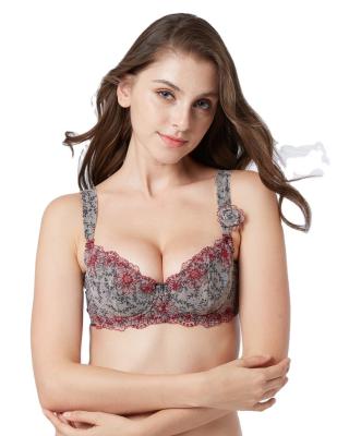 China 2020 Breathable New Plus Size Push Up Bras Women Full Cup Bra Big Underwear Adjustable Floral Lace for sale