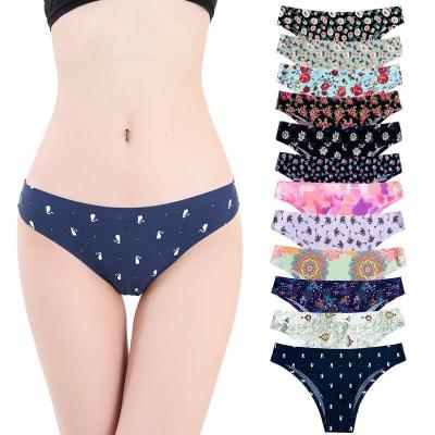 China Traceless breathable sexy temptation briefs printed breathable one-piece women's low waist thong women for sale