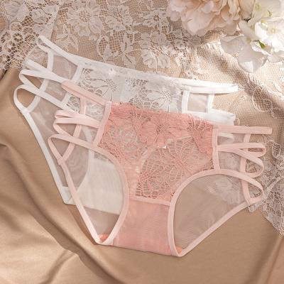 China Sexy Translucent Women's Mesh Trouser Head Splicing Lace Underwear Sexy Breathable Briefs Women for sale