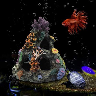 China Europe Aquarium Resin Coral Decoration Artificial Coral Reef Ornaments With Rock Base For Fish Tank for sale