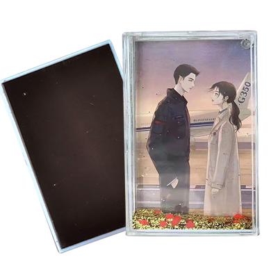 China Environmental Friendly Cheap Plastic Magnetic 2x3 Picture Frames Fridge Photo Frame With Floating Glitters for sale