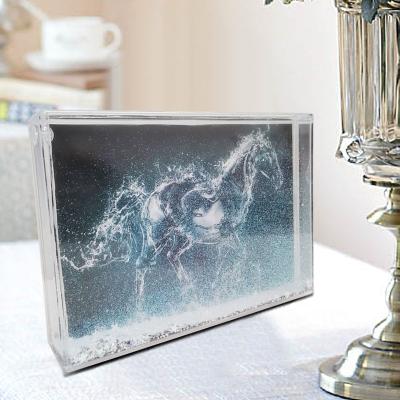 China Fashion Environmental Friendly Design Glitter Photo Frame 5x7 Cube Memorial Silver Acrylic Birthday Photo Frames for sale