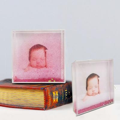 China Environmental Friendly Floating Baby Birthday Giveaway Gifts Cheap Pink Glitter 4x4 Liquid Thumb Small Baby Photo Sights For Kids for sale