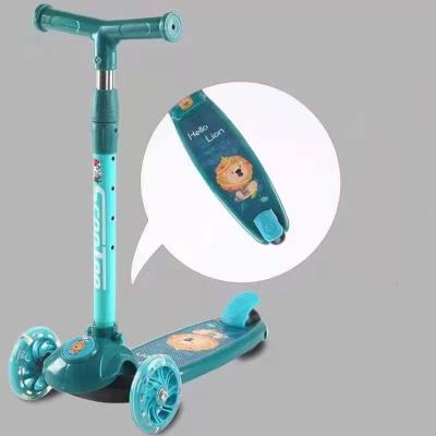 China New design fast folding foldable kick scooter with big wheel up/2021 three light PU led light kick scooter for kids with seat for sale