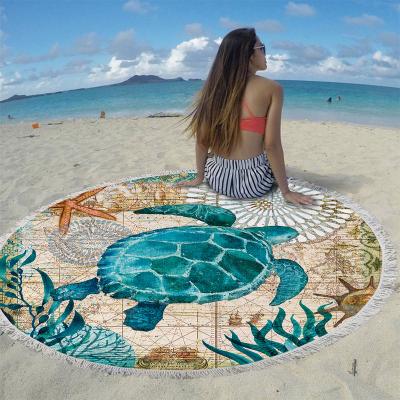 China Child-Proof 2021 fashion design Custom Printed Microfiber Round Beach Towel for sale