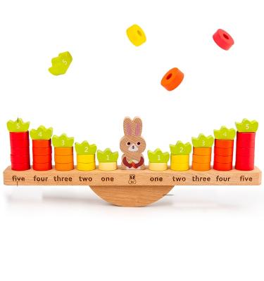 China Amazon Hot Sale Montessori Rabbit Educational Wooden Math Toys Teaching Tools With Balance For Kids for sale