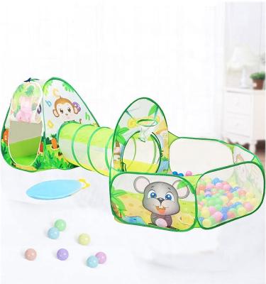 China Fabric 3 in 1 Play Tent Baby Toys Kids Ocean Balls Pool Foldable Kids Play Tent Park Tunnel Play House for sale