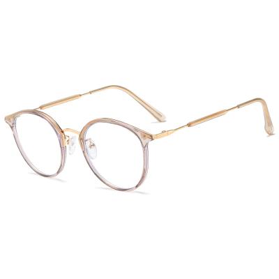 China Retro New Style Light Round Frame Small Flat Glasses Frame Fashionable TR90 Ladies Frame Glasses for sale