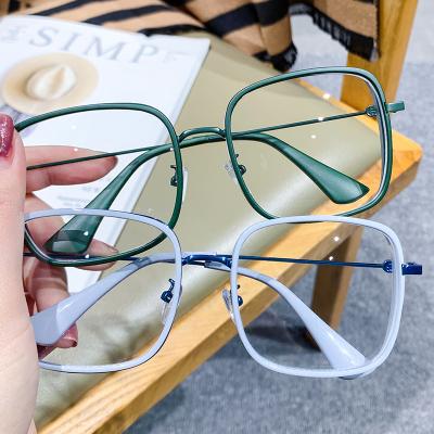 China New Fashion Square Large Glass Frame Light Anti-blue Frame Desktop Mirror Glass Frame Flat Women for sale