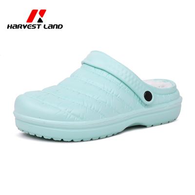 China Hot Sale Winter Garden Anti-Slippery Warm Soft Comfortable Fur EVA Injection Clogs Shoes For Women for sale