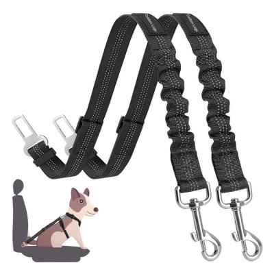 China OEM Design Custom Reflective Elastic Durable Nylon Dog Seat Belt Bungee Leash Dog Harness for sale