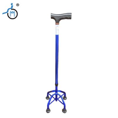 China Aluminum For Elderly Mobility Walking Aids For Disabled Adjustable Aluminum Four Leg Disease Rehabilitation Leg Crutch for sale