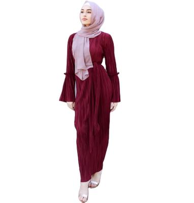 China Casual Dress Made in China Polyester Material Islamic Pleated Robe Gown Islamic Dress for sale