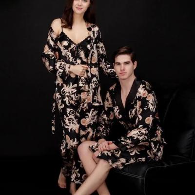 China 2021 new ladies QUICK-DRY pajamas spring and summer silk long-sleeved home wear thin lace suit for sale