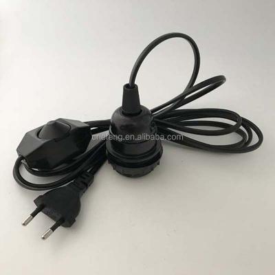 China Home appliance power cord flat cable e27 bakelite lamp holder with dimmer switch EU 2 pin plug for sale