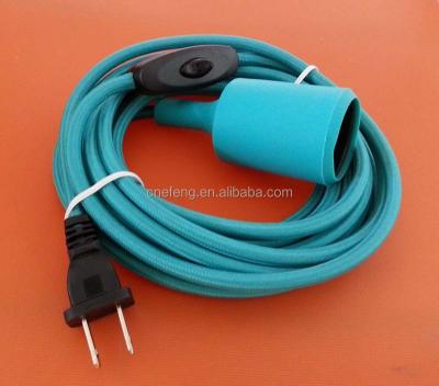 China Screw Cloth Covered Electric Cord With Switch &plug With Socket for sale