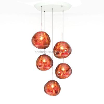 China Residential Design Fashion Creative Glass Acrylic Plating Lava Pendant Light for sale