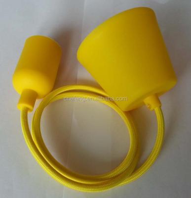 China E27 Screw Silicone Lamp Holder Suspension With Fabric Cable And Ceiling Rose for sale