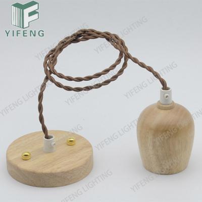 China Modern Wooden Ceiling Lamp Holder Screw Socket Pendant Light for sale