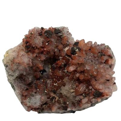 China Mutualistic Symbiosis of Crystal Cluster of China Natural Pyrite and Red Quartz for Home Decoration for sale