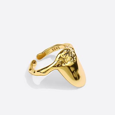 China 2021 New Products Nickel Free Lead Free Gold Plated Adjustable Rings Irregular Geometric Oval Ring For Women for sale