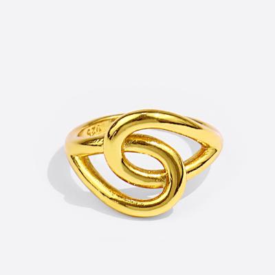 China Fashion Lead Free Nickel Free Gold Plated Hollow Knot Rings Wave Curve Lines Opening Rings Jewelry Women for sale