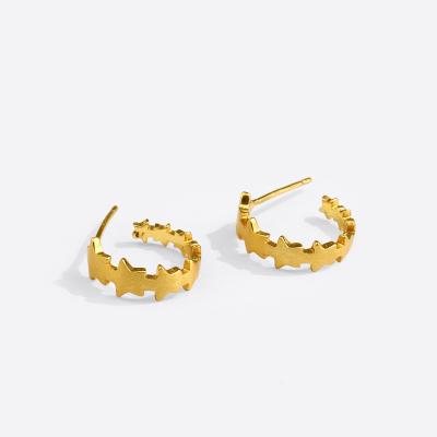 China Fashion Jewelry Lead Free Nickel Free Gold Plated Star C Shap Stackable Earrings For Women Wholesale for sale