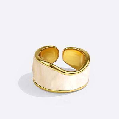 China Lead Free Nickel Free Women Fashion Ring Statement Gold Plated Enamel Opening Ring For Wedding Party for sale