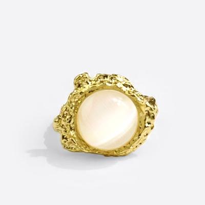 China Irregular Metal French Ring Tin Foil Opening Rings Fashion Opal Moonstone Lead Free Nickel Free For Women for sale