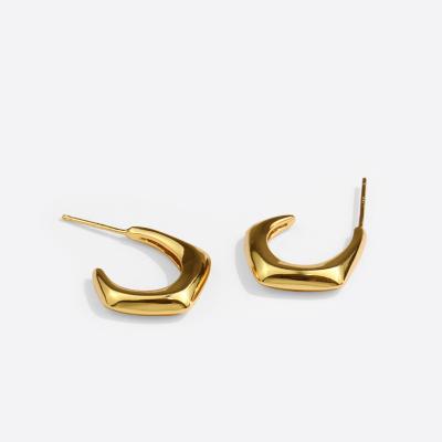 China Metal Lead Free Nickel Free Minimalist French Gold Plated Geometric C Shape Stud Earrings Jewelry for sale